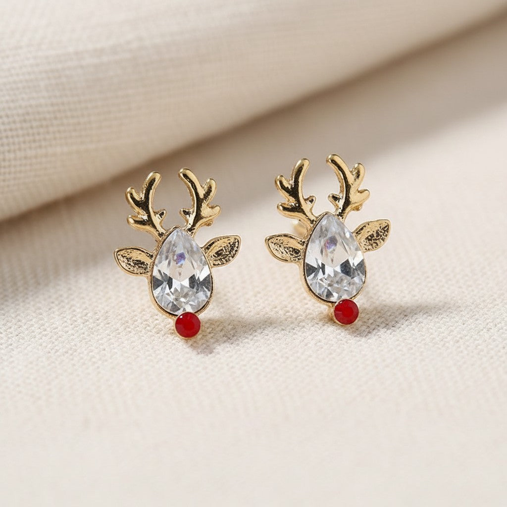 Close up of the Christmas studs and striped hoops