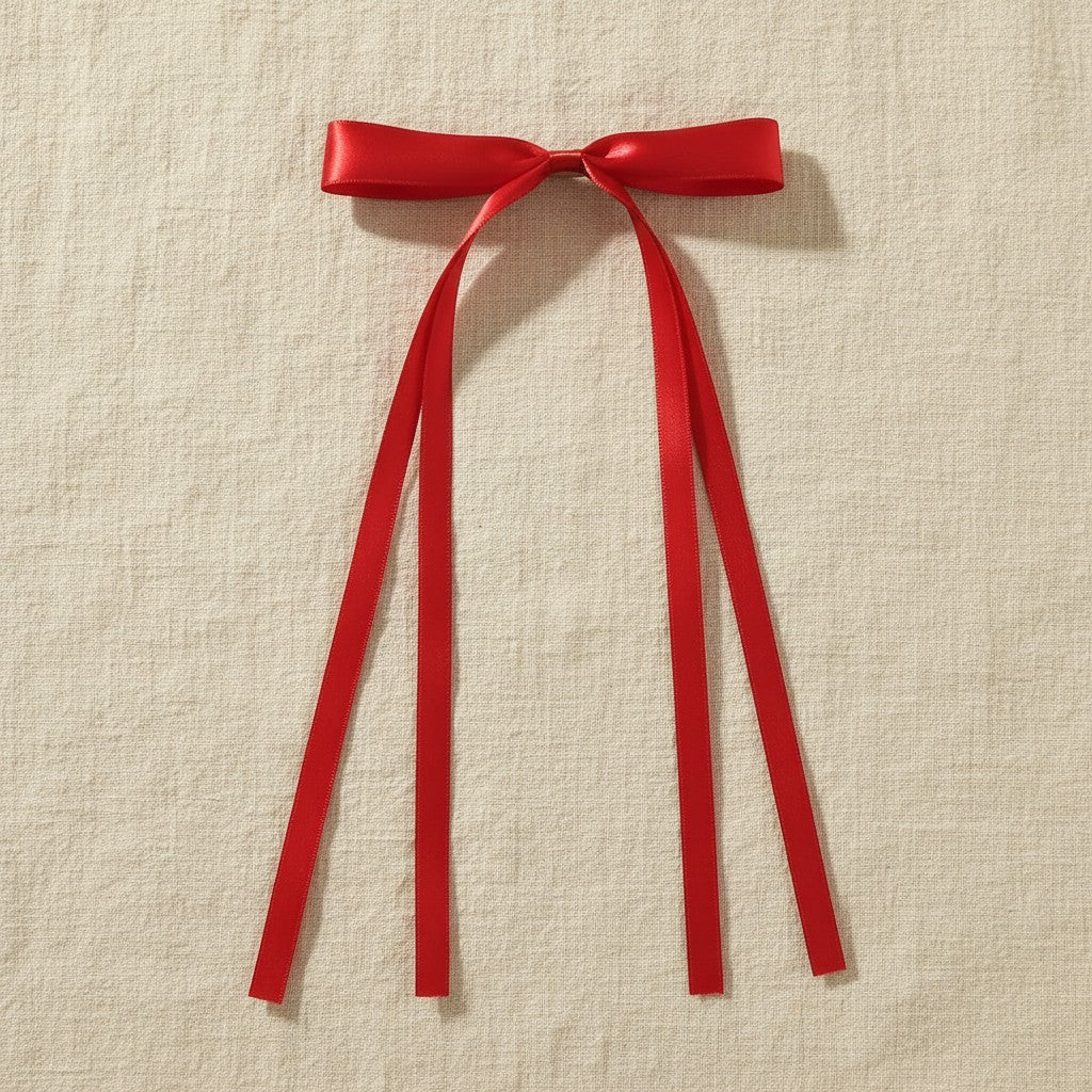 The red satin bow with its four long tails