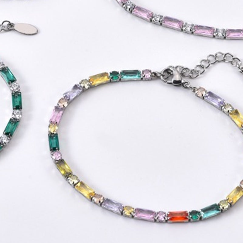 The mixed color sparkle bracelet in silver tone