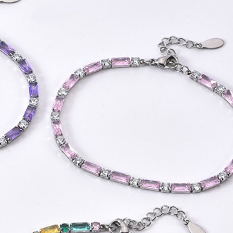 The pink sparkle bracelet in silver tone