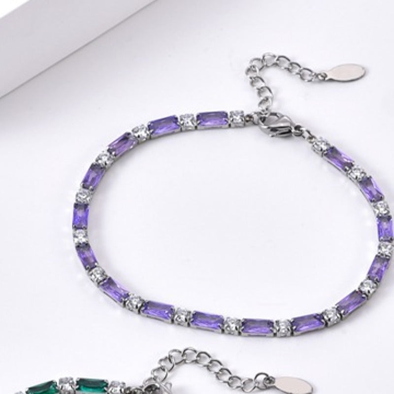 The purple sparkle bracelet in silver tone